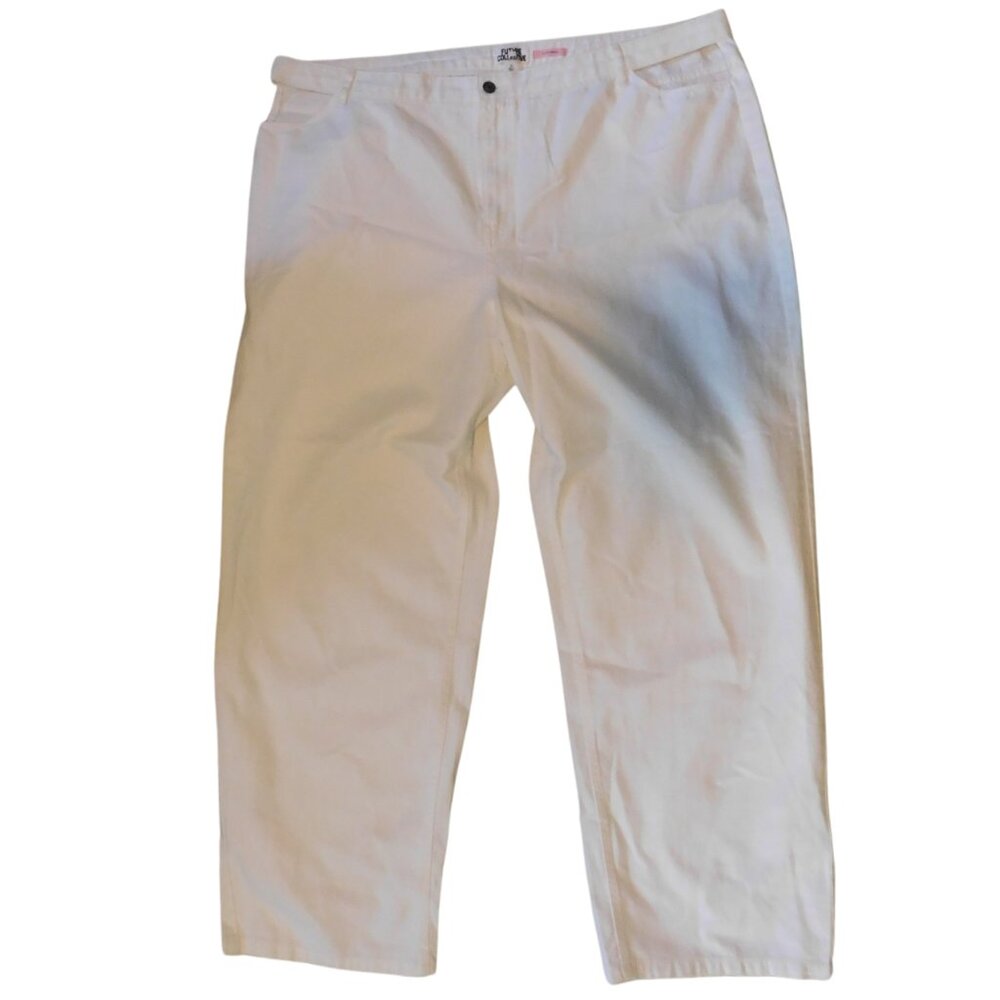 FUTURE COLLECTIVE x ALANI NOELLE White Cut Out Waist Straight Leg Jeans Size 20